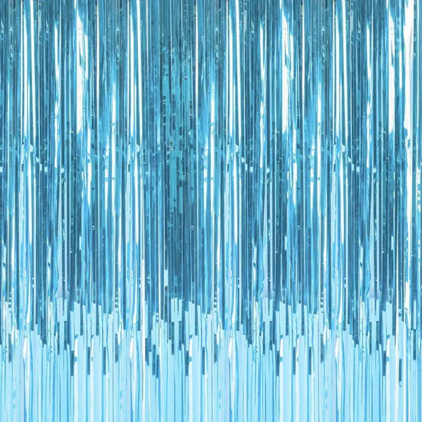 2 Pack - Light Blue foil curtain backdrop