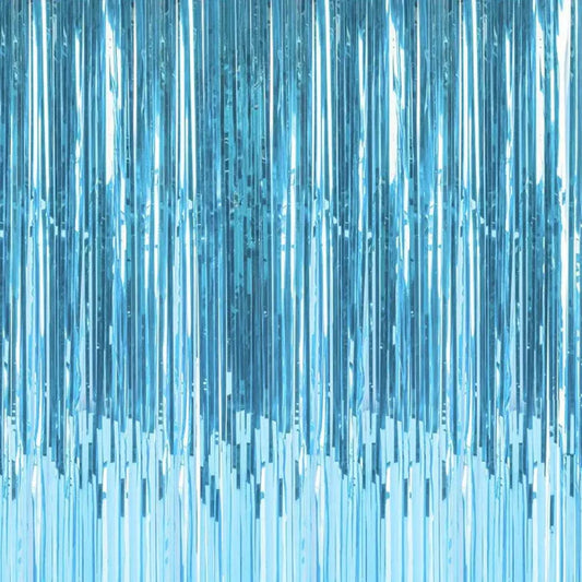 2 Pack - Light Blue foil curtain backdrop