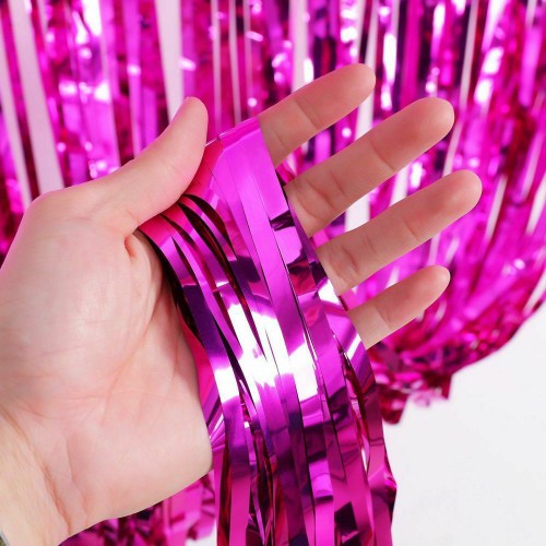 2 Pack - Hot Pink foil curtain backdrop