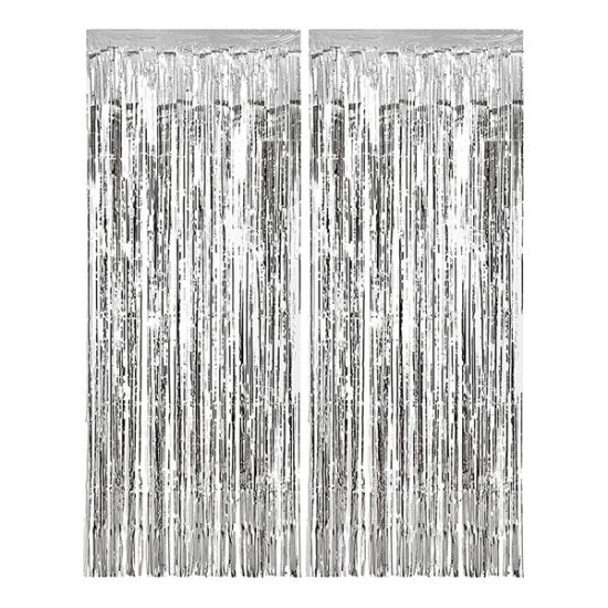 2 pack - Silver foil curtain backdrop